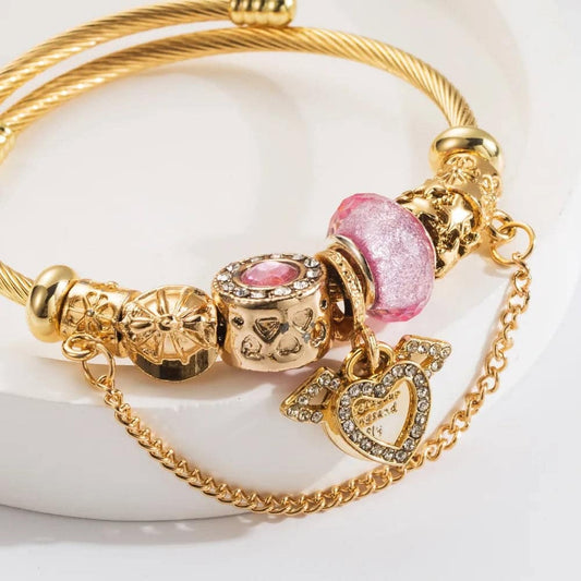 Stelvio Bratara Aurie Din Inox Cu Talisman Si Margele Colorate – Accesoriu Elegant Si Reglabil Pentru Femei Bf926f Premium