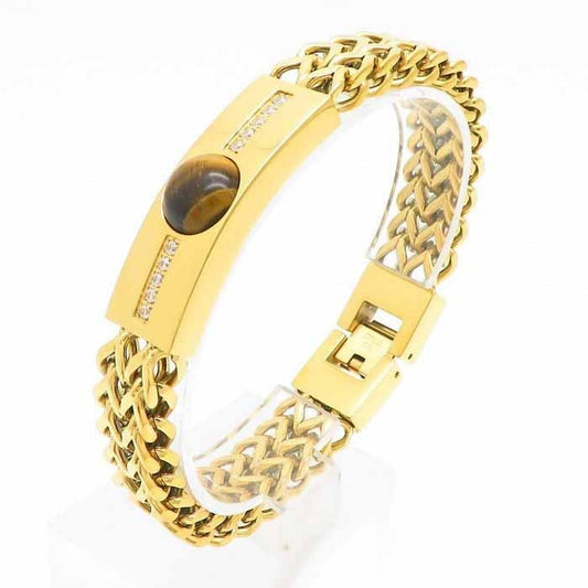 Stelvio Bratara Aurie Eleganta Din Inox Cu Piatra Maro Barbati B929n Premium