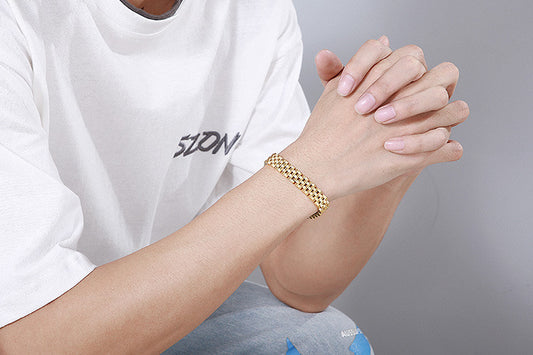 Stelvio Bratara Aurie Inox - Solida- Placata Aur Cod B990c Premium