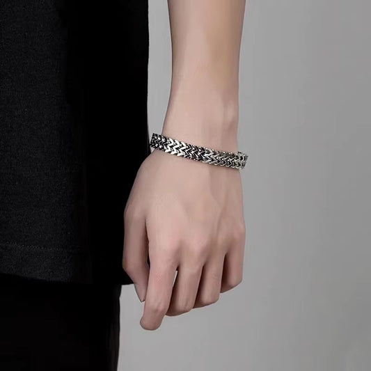 Stelvio Bratara Barbati Inox Solida Model Cuban Argintiu B947da Premium