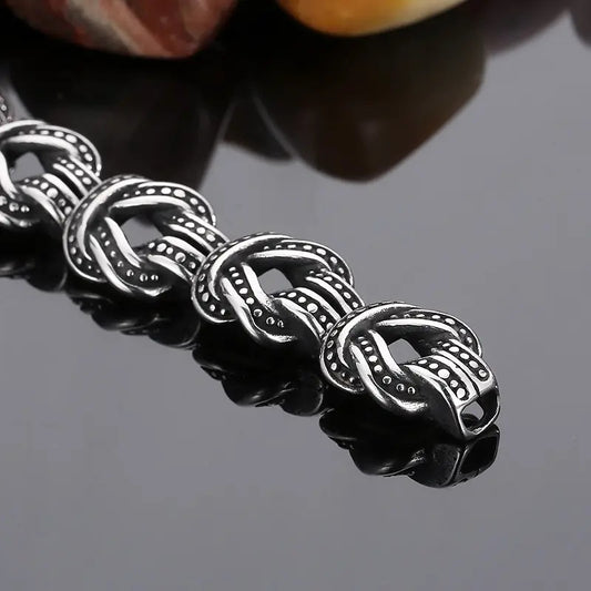 Stelvio Bratara Barbati Inox Solida Patinata Artificial Model Nod B998v Premium