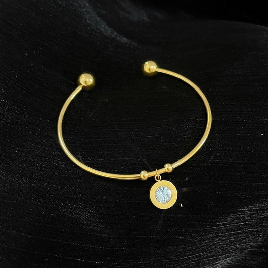 Stelvio Bratara Fashion Pentru Femei, Placata Aur, Cu Charm Stralucitor -b931a Premium