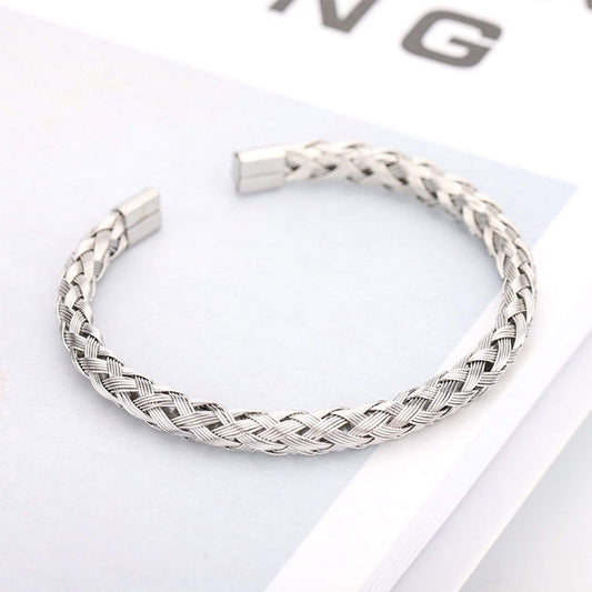 Stelvio Bratara Impletita Argintie Din Otel Inoxidabil – Design Elegant -b930v Premium