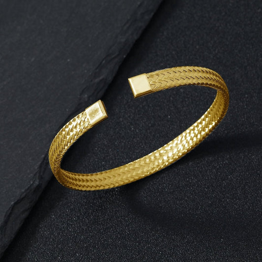 Stelvio Bratara Impletita Din Otel Inoxidabil Placata Aur 18k – Stil Elegant -b930k Premium