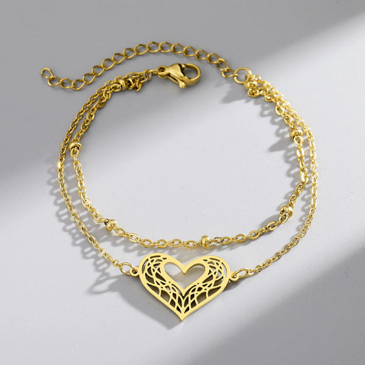 Stelvio Bratara Inox Auriu Model Inima -n7001a Premium