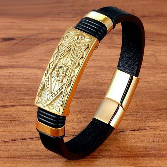 Stelvio Bratara Piele Francomasonerie Placata B970e Premium