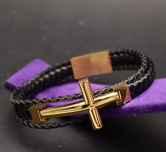 Stelvio Bratara Religioasa Din Piele Cod B860h Premium