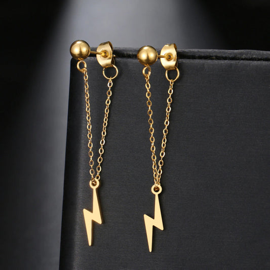 Stelvio Cercei Din Inox Placat Aur Fulger Lungi N3597 Premium