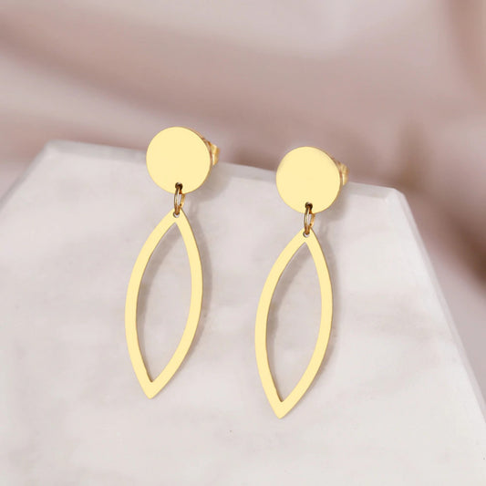 Stelvio Cercei Din Inox Placat Aur Ovali N5349 Premium