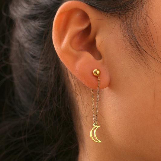 Stelvio Cercei Din Inox Placat Aur Semiluna Lungi N3585 Premium