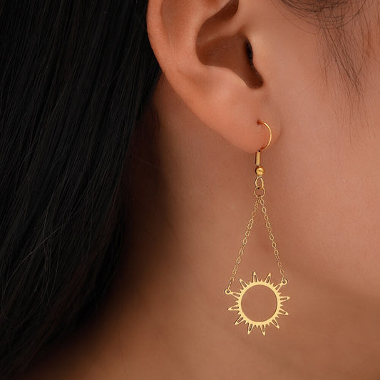 Stelvio Cercei Din Inox Placat Aur Soare Lungi N7803 Premium