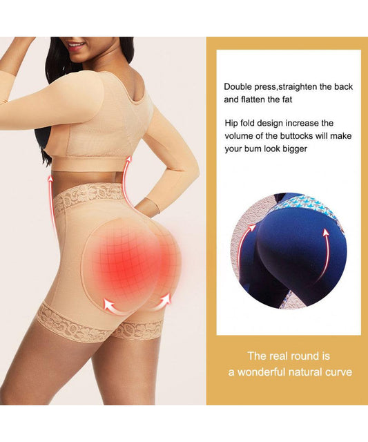 Chilot cu dantela modelator ridicarea fesieriilor cu talie inalta- Nude