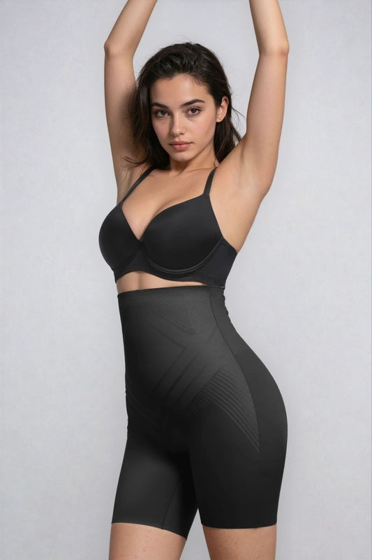 Chilot Modelator Talie Înaltă Fără Cusături cu Tehnologie Liquid Spandex, Compresie Mare, Oase Metalice, Antialunecare, Negru