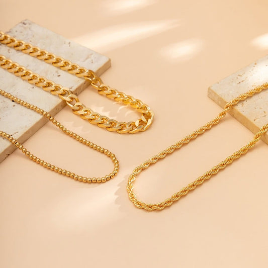 Stelvio Colier Multi-strat Din Inox Cu Design Modern Si Lanturi Impletite 3 Lanturi L56h Premium