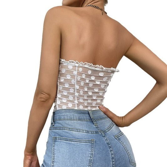 Corset Bustieră Polka Dot cu Deschidere Practică pentru Toaletă - Eleganță și Confort pentru Seri Speciale și Evenimente