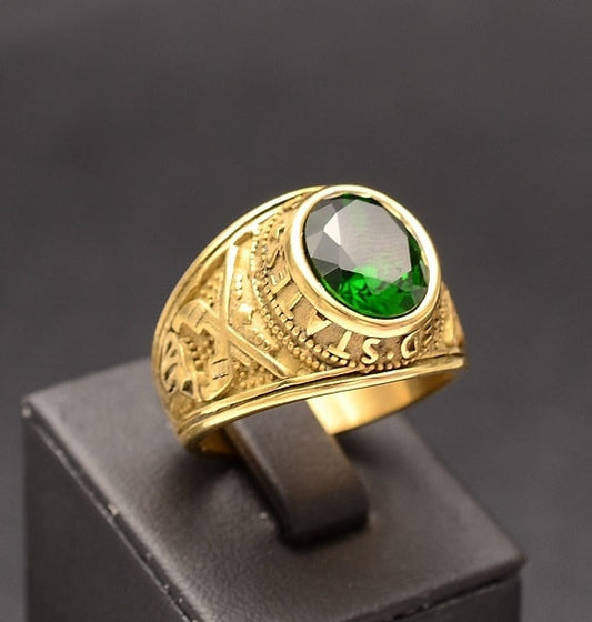 Stelvio Ghiul Inox Barbati Model Verde cu Piatra Rotunda -- Cod Im639d Premium