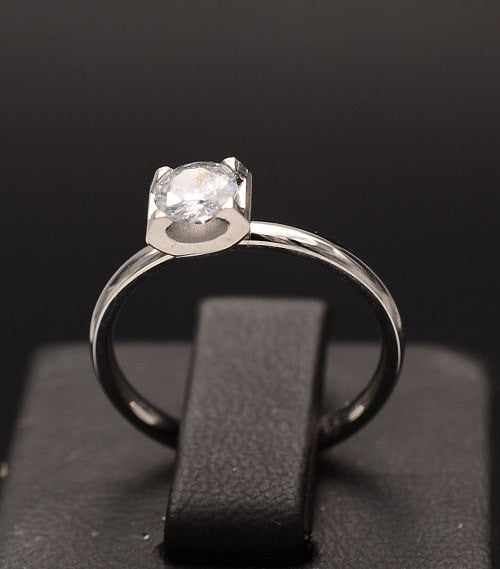 Stelvio Inel inox agintiu de logodna cu ---ZIRCONII--- albe Cod 1648A Premium , Oferta