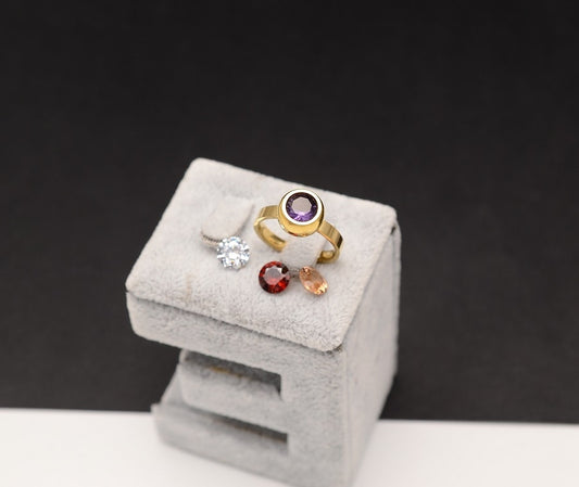 Stelvio Inel inox auriu de logodna cu 4 Pietricele Interschimbabile Cod IF648F Premium , Oferta