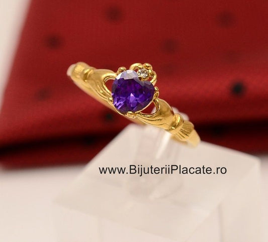 Stelvio Inel inox auriu de logodna cu ---ZIRCONII--- mov IF648 Premium , Oferta