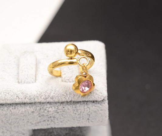 Stelvio Inel inox auriu -Flower Pink- Cod IF648K Premium , Oferta