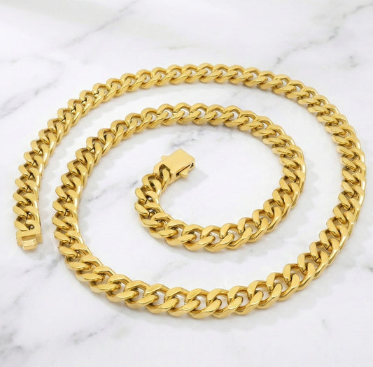 Stelvio Lant Barbatesc Masiv Model Cuban Link, Placat Cu Aur Galben Inchizatoare Premium Tip Cutie Cu Siguranta, Design Clasic Si Impunator Premium