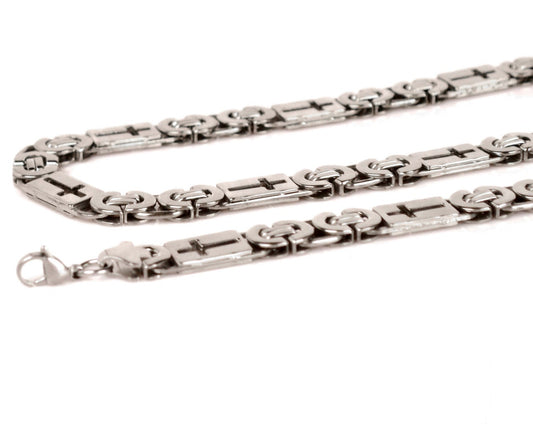Stelvio Lant Barbati Inox Argintiu Cu Elemente Cruce, Model Bizantin, 6mm Grosime, Bijuterie Urbana Stil Hip-hop Elegant L22 Premium