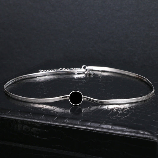 Stelvio Lantisor Inox Argintiu Black Round Snake- N786 Premium