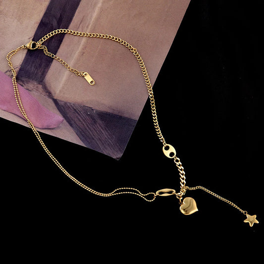 Stelvio Lantisor Inox Auriu - Inima N1341 Premium