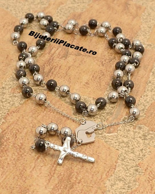 Stelvio Rozariu Inox Argintiu /negru R189 Premium