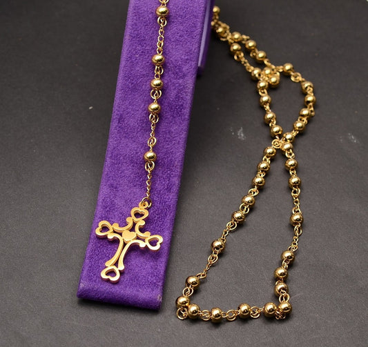 Stelvio Rozariu Inox Placat Auriu R43c Premium