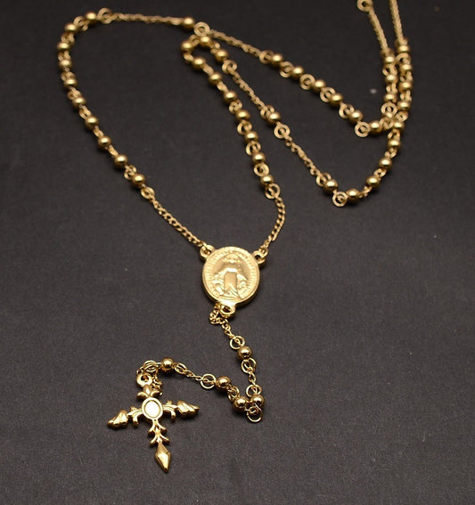 Stelvio Rozariu Inox Placat Auriu R43d Premium