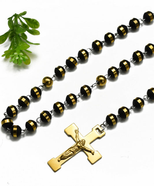 Stelvio Rozariu Inox Reglabil Auriu/negru R157 Premium