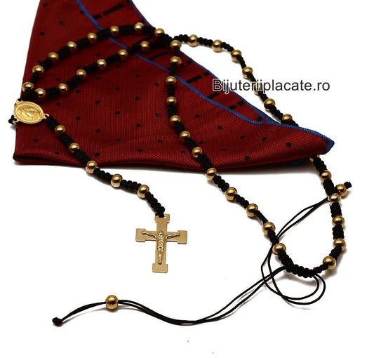 Stelvio Rozariu Inox Reglabil Auriu/negru R207b Premium