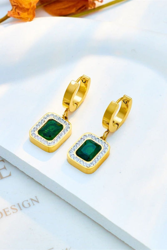 Stelvio Set Bijuterii Placat Aur 18k, Lant 39+5cm, Bratara 17+5cm, Cercei Si Piatra Verde Smarald S79x Premium