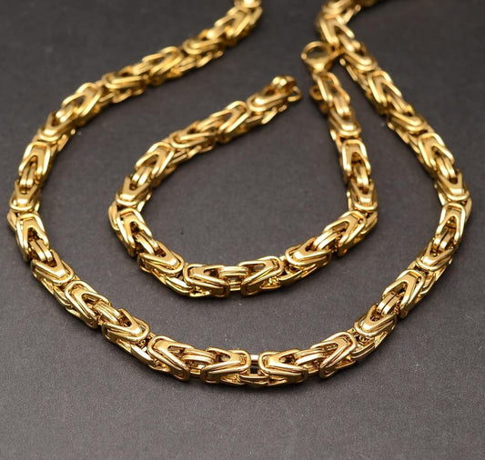 Stelvio Set Lant+bratara Inox Auriu Cod S116c Premium