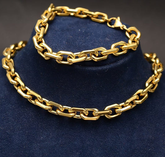 Stelvio Set Lant+bratara Inox Auriu Cod S116d Premium