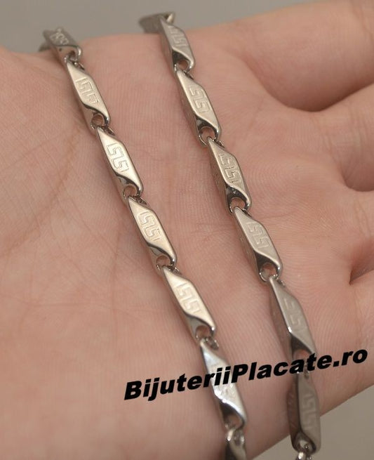 Stelvio Set Lant+bratara Inox Model Argintiu 1208 Premium