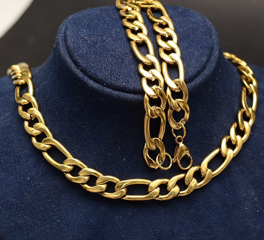 Stelvio Set Lant + Bratara Inox Model Cuban S134 Premium