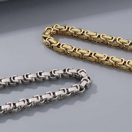 Stelvio Set Lant Si Bratara Barbati, Otel Inoxidabil, Model Versace, Argintiu Stil Elegant Si Masculin Cod S194ac Premium