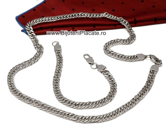 Stelvio Set Lant Si Bratara Cuban Din Inox Masiv S93e Premium