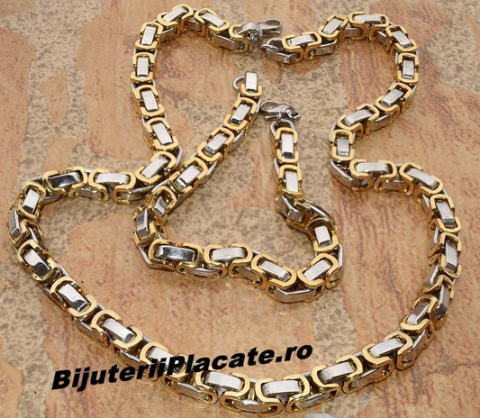 Stelvio Set Lant Si Bratara Inox Auriu Argintiu Cod S110 Premium