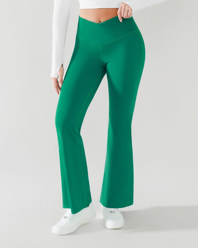 Colanti Evazati Verzi Pentru Femei, Stelvio cu Talie Înaltă în V, Efect Modelator Push-Up și Control Abdomen, Verde Smarald