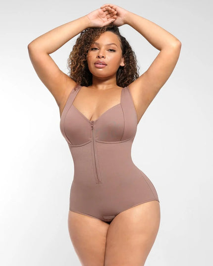 Body, Lenjerie Modelatoare Cu Bretele si Fermoar Ykk---ideal Pe Sub Rochii--- Nude către Gri