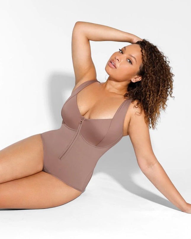 Body, Lenjerie Modelatoare Cu Bretele si Fermoar Ykk---ideal Pe Sub Rochii--- Nude către Gri