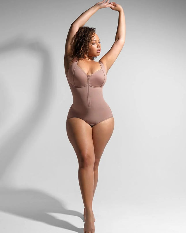 Body, Lenjerie Modelatoare Cu Bretele si Fermoar Ykk---ideal Pe Sub Rochii--- Nude către Gri