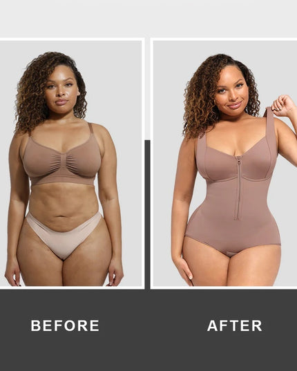 Body, Lenjerie Modelatoare Cu Bretele si Fermoar Ykk---ideal Pe Sub Rochii--- Nude către Gri