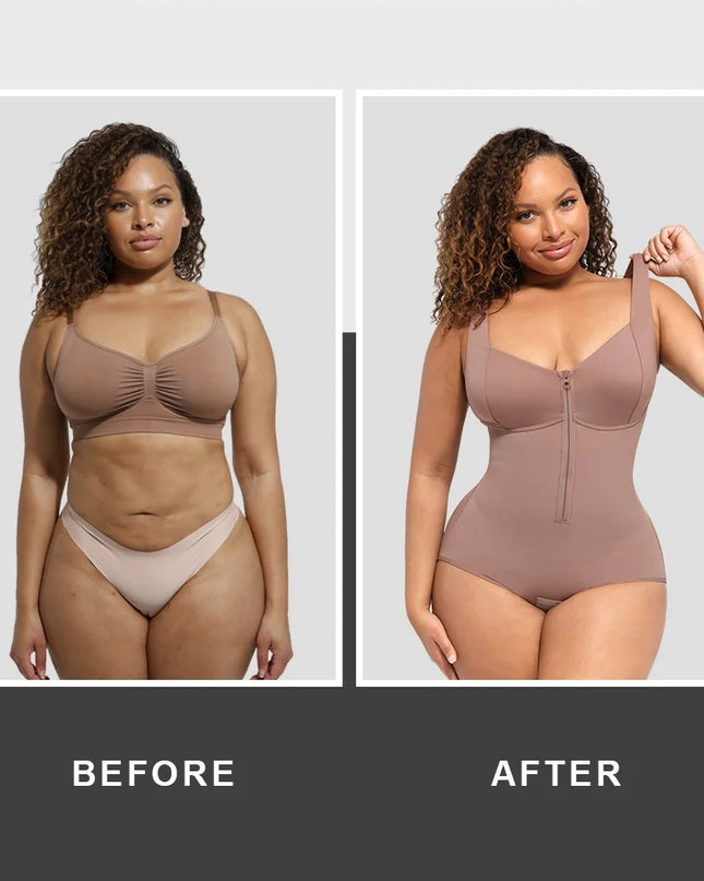 Body, Lenjerie Modelatoare Cu Bretele si Fermoar Ykk---ideal Pe Sub Rochii--- Nude către Gri