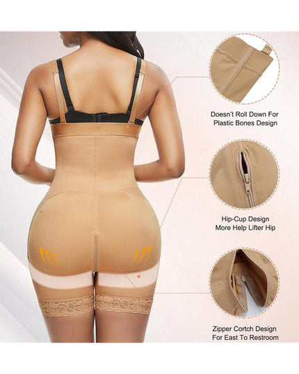 Lenjerie modelatoare Cu Talie Inalta Bej, Modelare Abdomen, Modelare Talie Si Ridicare Fese