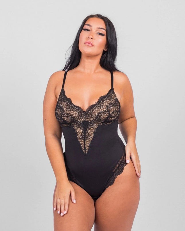Body Modelator Cu Dantela Versatil Model Sexy Cu Modelare in Zona Abdomenului Culoare Negru