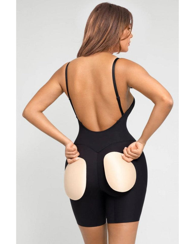 Body Modelator Cu Push UP (Bureti) Pentru Marirea Posteriorului si Coapselor , Cu spatele decoltat Black si Sutien